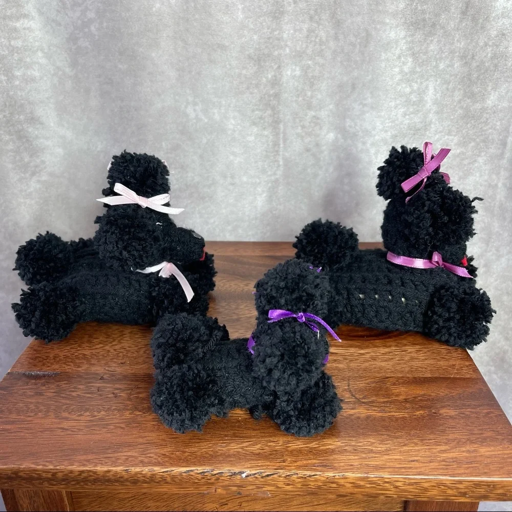 3 Crochet Black Poodle Soap Holders Handmade
